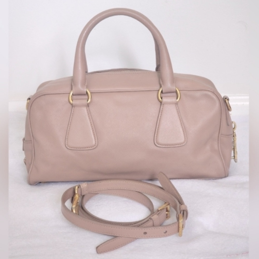 EUC* Authentic Prada Saffiano Bauletto Satchel with Matching Wallet